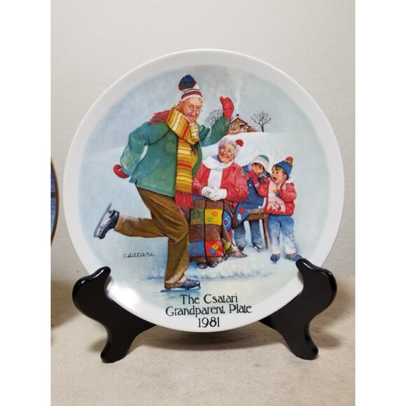 The Skating Lesson Grandparent Plate 1981 Plates Fine China Joseph Csatari Vtg - Picture 1 of 7